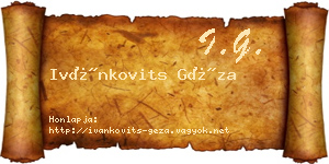 Ivánkovits Géza névjegykártya